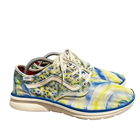 Vans Iso 2 Blue Green Hand Tie-Dye Upcycled Canvas Shoes Men's Size 10 - Picture 1 of 9